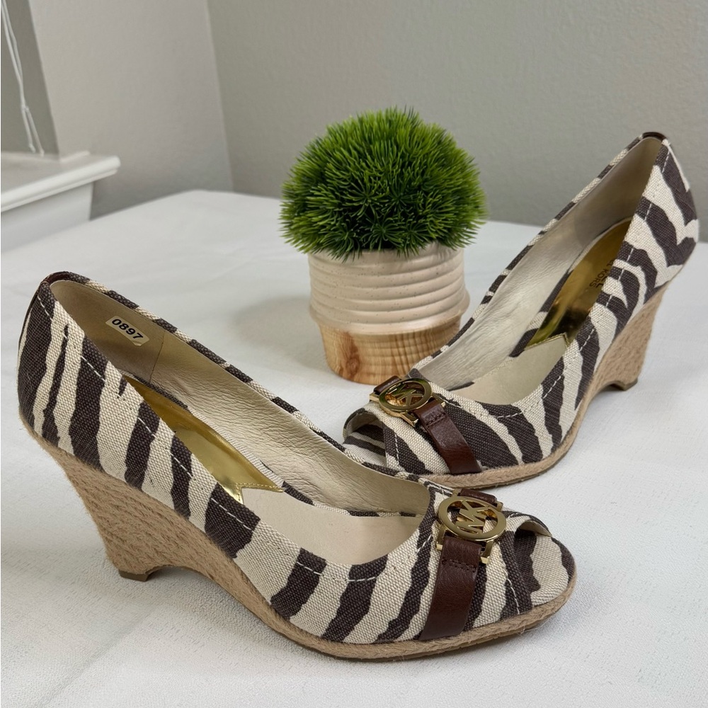 Michael Kors Zebra Print Espadrilles - Brown and Cream